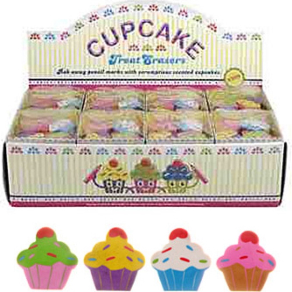 NEW Bulk Pack of 24 Cute Cupcakes Eraser Sets Party Favors Stocking Stuffer Art